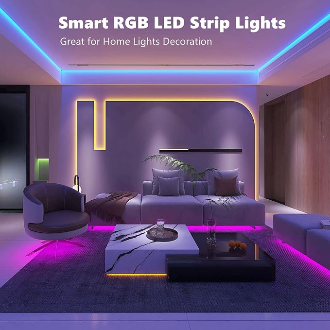 ZOZOO 100ft Led Lights for Bedroom(2 Rolls of 50ft), Smart RGB Led Strip Lights with 44-Key Remote & APP Control Music Sync with Color Changing for Home Party Festival Decoration - Image 2