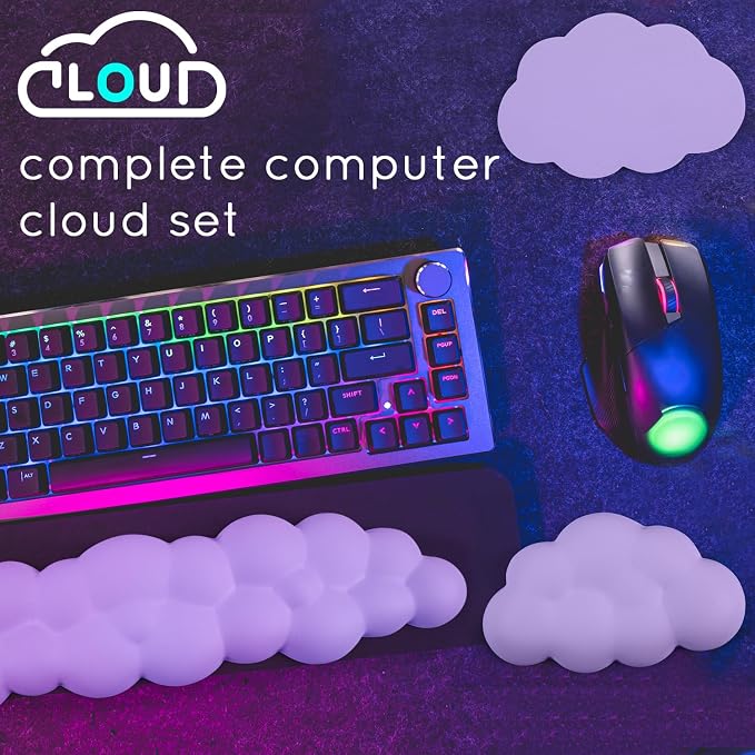 Cloud Wrist Rest for Computer Keyboard Arm Wrist Rest with Non-Slip Base Extended Wrist Rest Ergonomic Memory Foam for Keyboard and Mouse Typing Pain Relief, Office, Gaming, Computer - Image 5