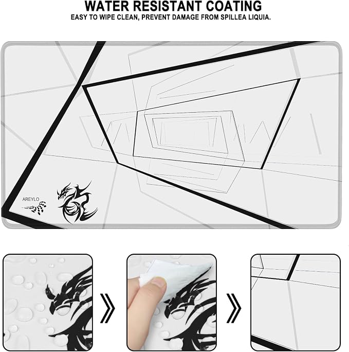 Mouse Pad Gaming, Waterproof Extra Large Mousepad with Stitched Edges, 31.5" x 15.7" Non-Slip Rubber Base Office Big Long Keyboard Pad for Office Gamer Home XXL, (White Square) - Image 2