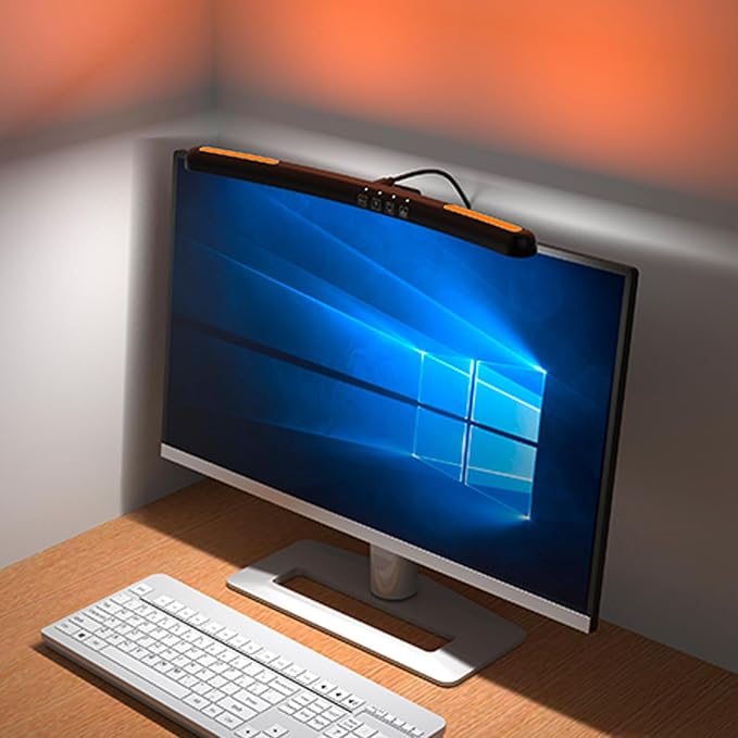 Yunseity Curved Monitor Light Bar, Reading LED Monitor Light with 3 Color Temperature Modes Stepless Dimming, Touch Control Computer Monitor Lamp Bar, No Screen Glare for Home Office - Image 3