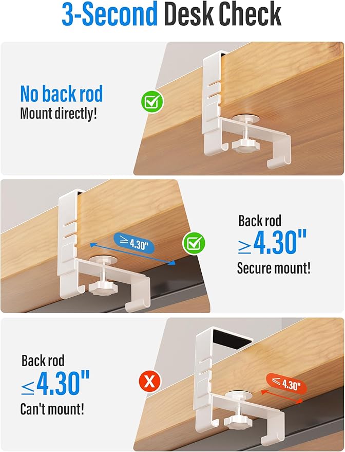 [Upgraded] Large Under Desk Cable Management Tray, Cinati Cable Management Under Desk No Drill, 42" Fabric Cord Hider for Wire Organizer, Cord Organizer for Office, Home - Supports Up to 30lbs White - Image 3