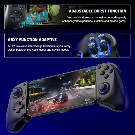 Joso Wireless Game Controller for iPhone/iPad/Android, Phone Controller for Android/iOS/Switch with Hall Effect Triggers, 2 Programmable Back Buttons, Dual Vibration & Turbo, Support Phone Case - Image 7