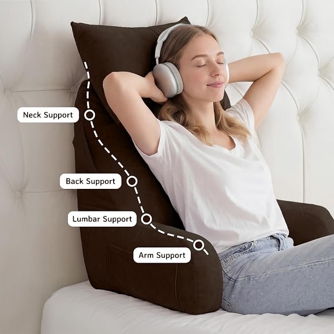 Reading Pillow for Bed,Back Pillow for Bed Sitting Up,Lumbar Support Pillow - Image 5