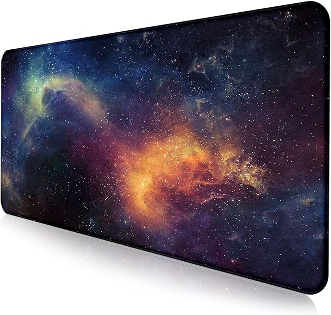 Large Starry Sky Mouse Pad with Stitched Edges, Computer Keyboard Desk Pad | Large Extended Mouse Pad; Full Desk Coverage; Waterproof Coating; Stable Anti-Slide Base For Gaming, Office, Study Daily Use by LQFIWSS