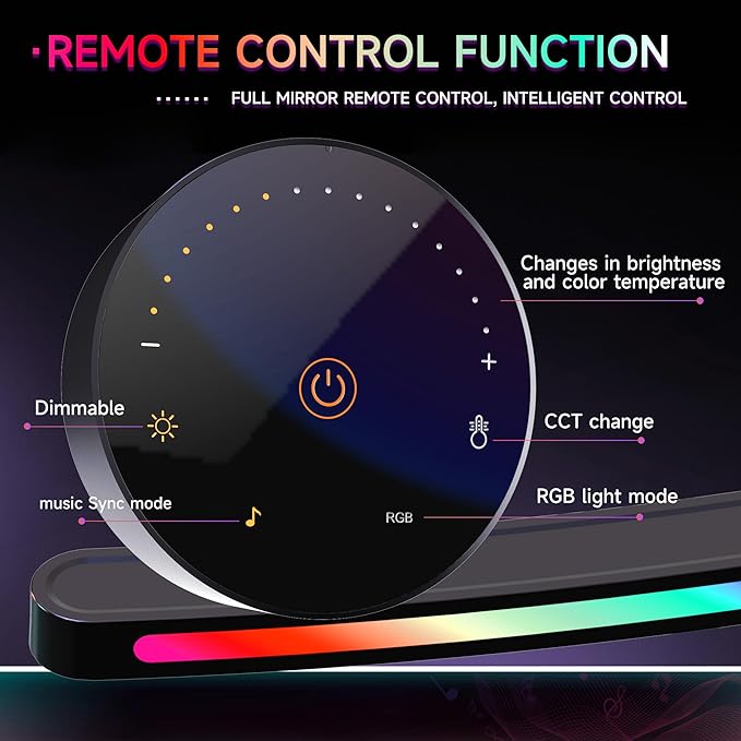 ONWAY Curved Monitor Light Bar with RGB Backlight, Wireless Remote Touch Control, No Glare Lamp with Camera Base for Gaming/Office Computer Setup - Image 6