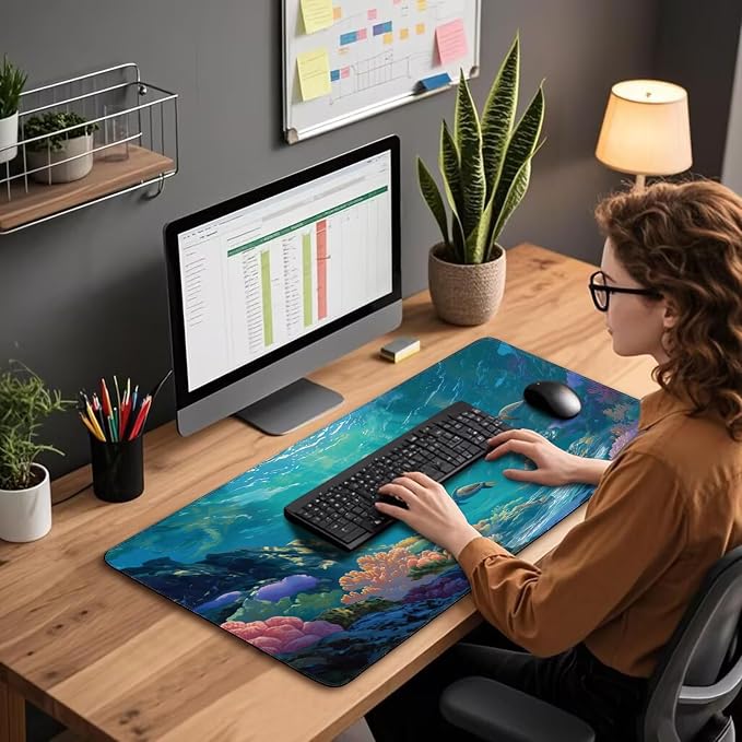 Sea Turtles Large Gaming Mouse Pad Desk Mat 31.5"x15.7" | Extended Mousepad, Non-Slip Rubber Base , Stitched Edges, for Computer/Laptop/Office/Home - Image 3