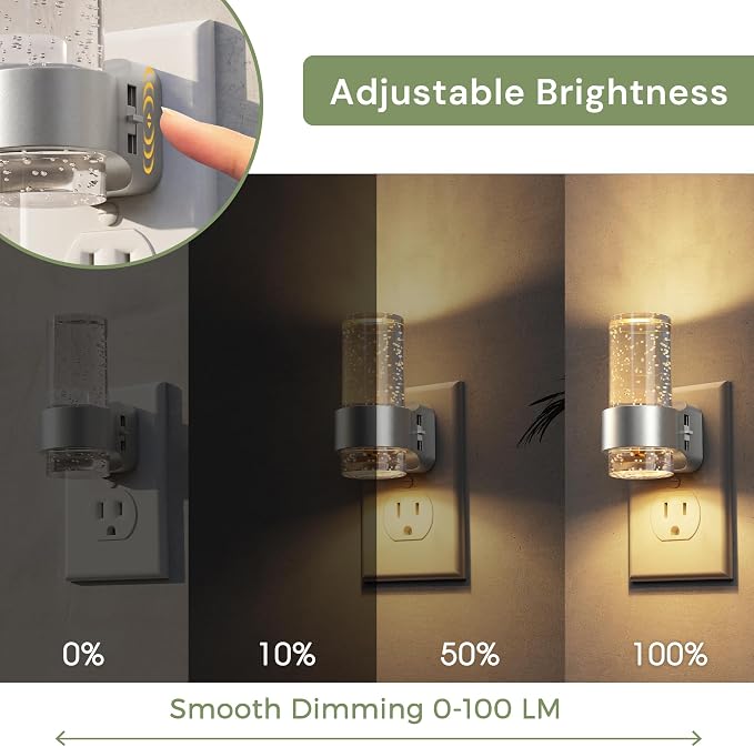 L LOHAS LED Night Lights Plug into Wall, 2 Pack Mini Dimmable Night Light - Image 3
