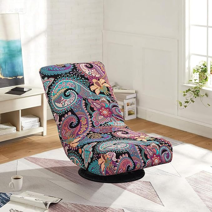 Swivel Reclining Folding Floor Gaming Chair Cover Printed Lazy Boy Chair Slipcover Lounge Folding Sofa Seat Covers for Teens and Adults, 06 - Image 2