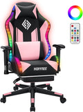 HOFFREE RGB Gaming Chair for Kids LED Computer Chair 155°Recliner-Pink | PC Game Chair with Lights Gamer Chair for Boys Teens 8-15 Video Game Chairs with Footrest and Lumbar Support Racing Style by HOFFREEOfficial