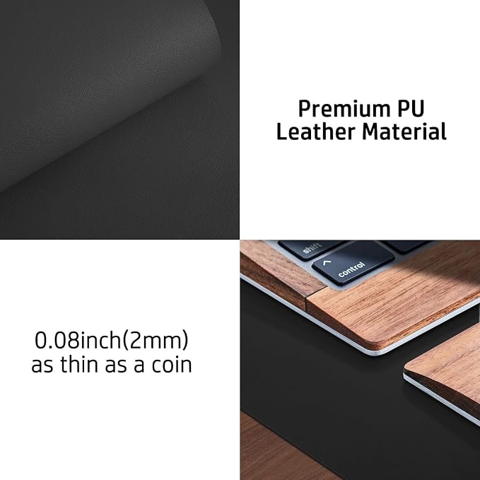 Aothia Leather Desk Pad Protector, Mouse Pad, Office Desk Mat, Non-Slip PU Leather Desk Blotter, Laptop Desk Pad, Waterproof Desk Writing Pad for Office and Home (48"x17", Black) - Image 8