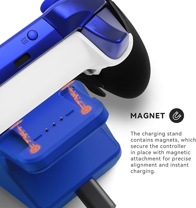 Charging Station Dock for Xbox Elite Series 2 Controller, Magnetic Charger Stand for Xbox Elite Series 2 Core Controller with Type C Charging Cable, LED Indicator - Blue - Image 4