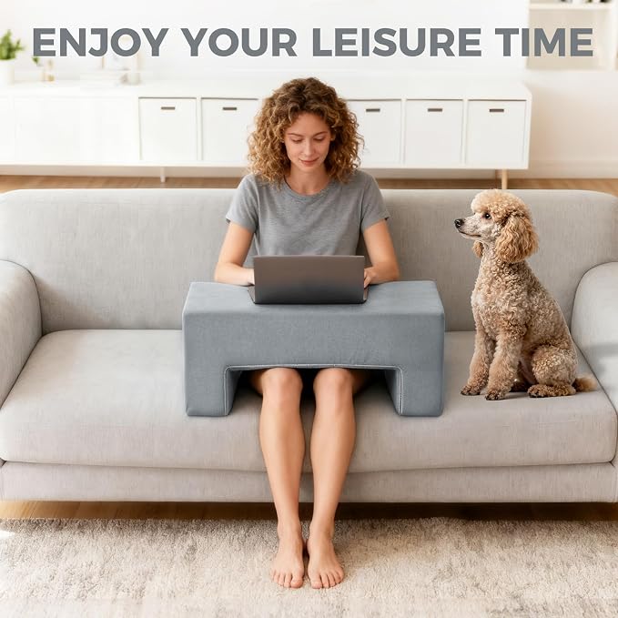Reading Pillow for Gaming Lap Desk Pillow for Laptop Memory Foam Bed Desk for Reading Working Crocheting Gaming Arm Rest on Bed/Sofa/Floor/Couch/Car(Grey) - Image 3