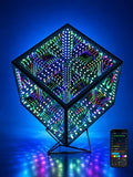 Infinity Mirror Hyper Cube Table Lamp, Desk Art Mood Light by Heepulor