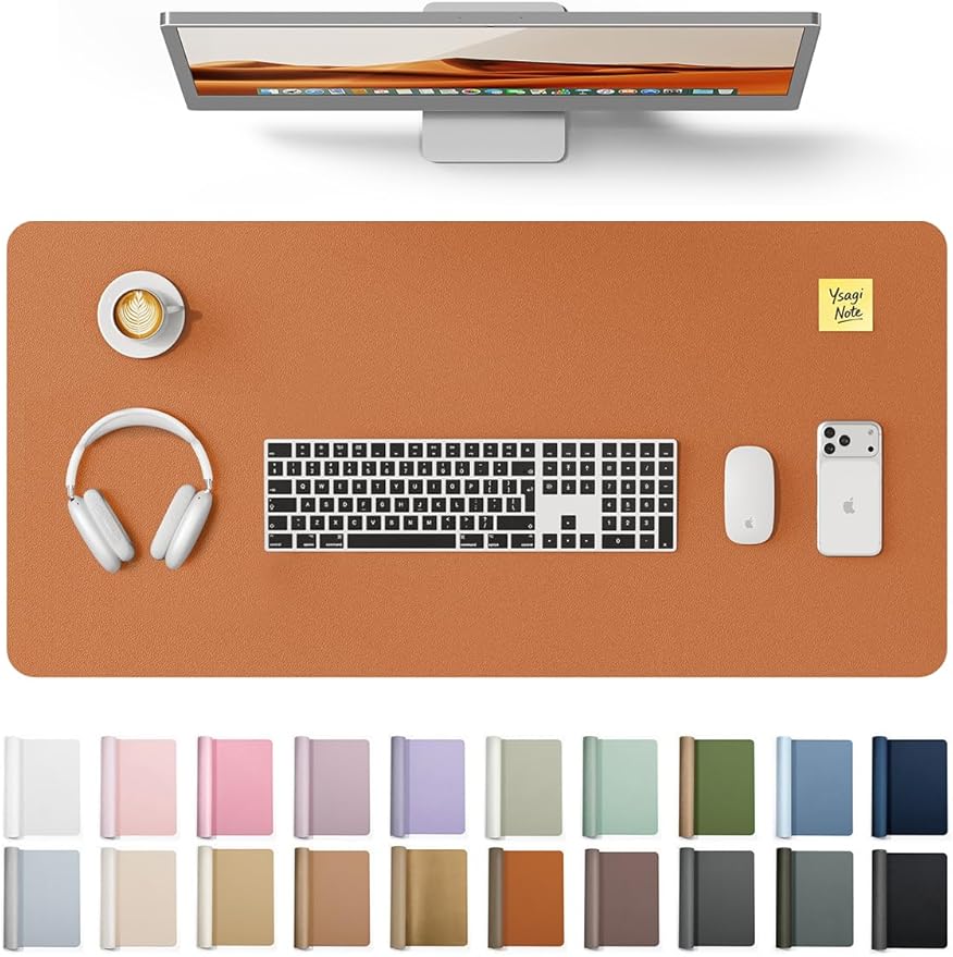 YSAGi Desk Protector&Blotter, Non-Slip Waterproof Leather Mouse Pad | Shields Scratches, Stains, Spills, Heat & Scuffs; Suede Non-Slip; Easy-Clean; Comfy Writing/Typing, 31.5" x 15.8",Brown by YSAGi