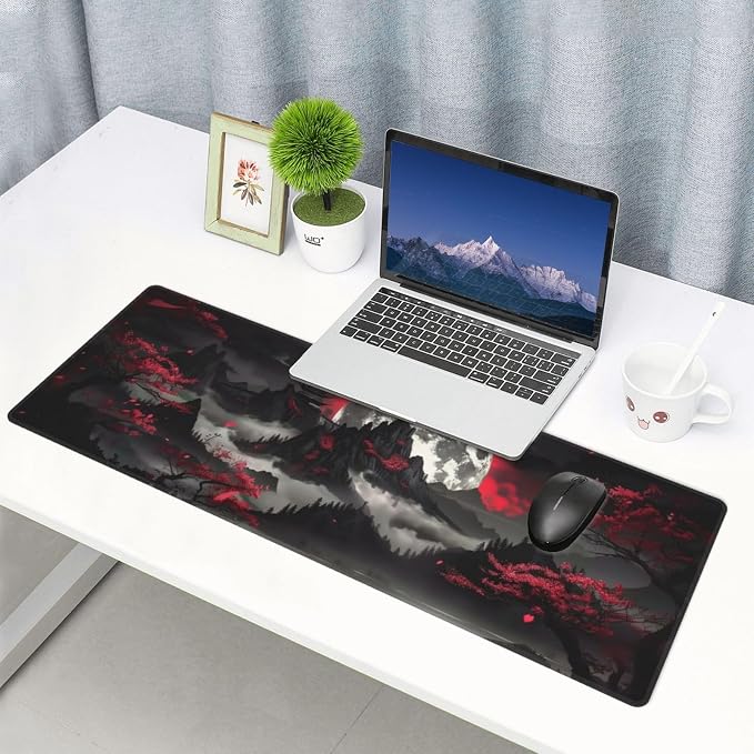 Extended Gaming Mouse Pad, Large Gaming Mouse Waterproof with Stitched Edges, Non-Slip Desktop Pad for Home and Office, Level Up Your 31.5x11.8 Inch… (Dark Night) - Image 7