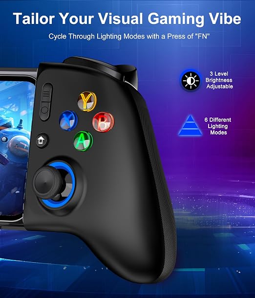 LIFUFUTEE Mobile Gaming Controller for iPhone/Android, Wireless Phone Controller with Hall Joysticks/Triggers, Mobile Controller Support Phone Case for Xbox Game Pass, Steam Link & More, Black - Image 9