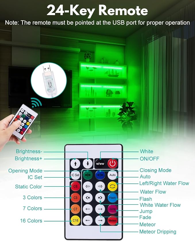 JUSJUBR RGB Shelf Lights, 4 PCS 12 Inch LED Light Bars for Night Ambient Lighting, Multiple Colors and Lighting Modes, App & Remote Control, Mood Lighting for Shelves, Cabinets, Display Cases, Desks - Image 6