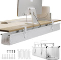 Ascrono Original No Drill Under Desk Cable Management Tray 53.9" - Premium White Fabric Cable Management Under Desk - Clamp/Screw Mount Cord Organizer - Supports Upto 66lbs - Extra Large by Ascrono