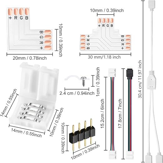 Honoson 4 Pin RGB LED Strip Connector Kit for 5050 LED Light Strips - Image 4