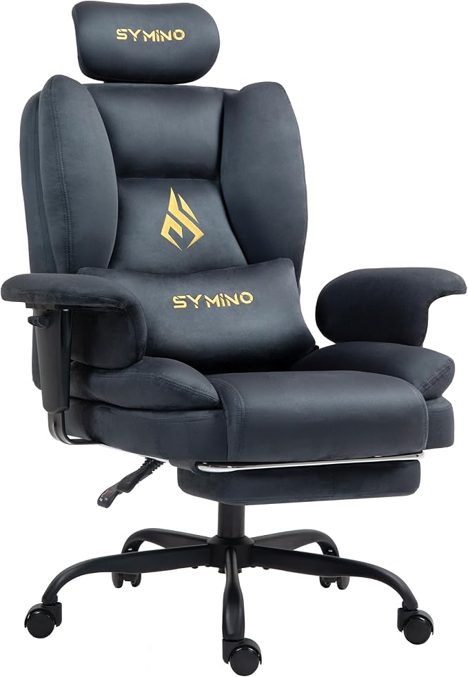 Gaming Chair with Footrest, Up/Down Armrests, Suede Fabric Ergonomic Office Chair, 150° Recline Computer Chair for Desk, Darkblue by Unknown