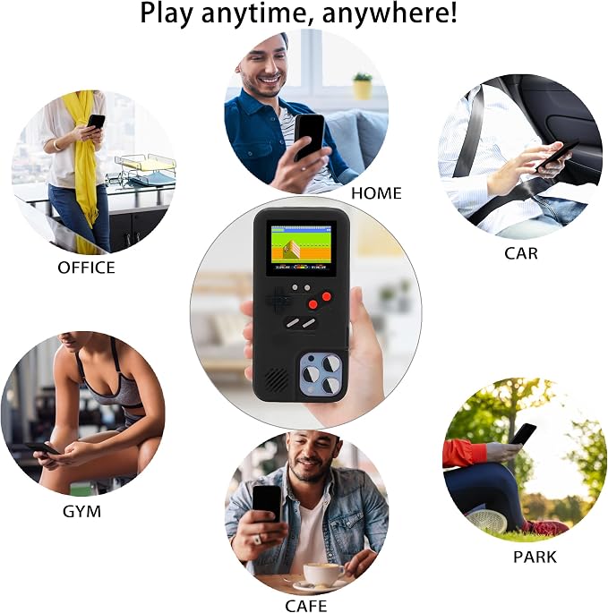 Gameboy Case for iPhone 15 Pro Max, Retro Gaming Console with 168 Classic Games, Black, ABS+Silicone Material, Handheld Mini Games, Anti-Scratch Shockproof Phone Cover - Image 3