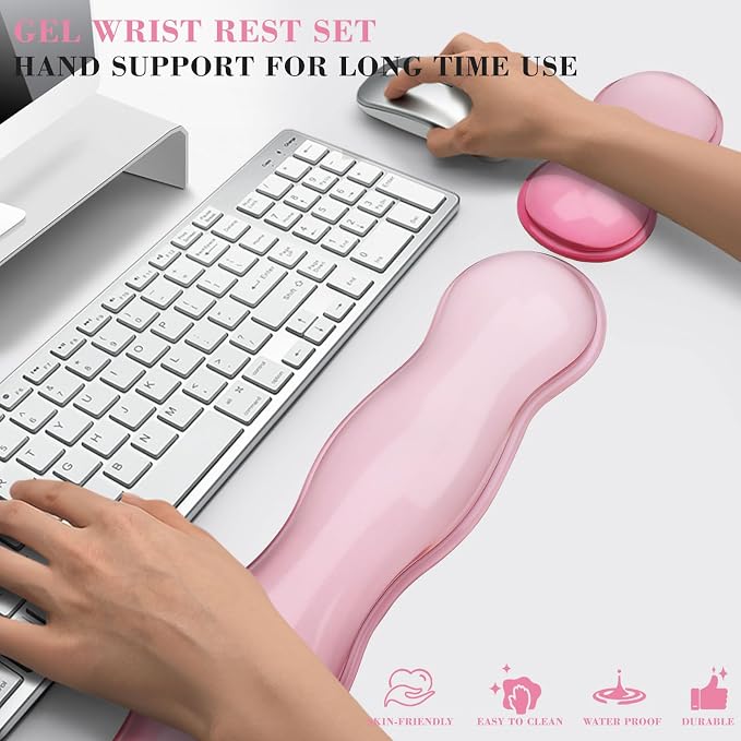 Gel Wrist Rest for Keyboard and Mouse, Wrist Rest for Keyboard, Mouse Wrist Support, Pain Relief, Cool Touch, Non-Skid, Keyboard and Mouse Wrist pad Set - Image 5