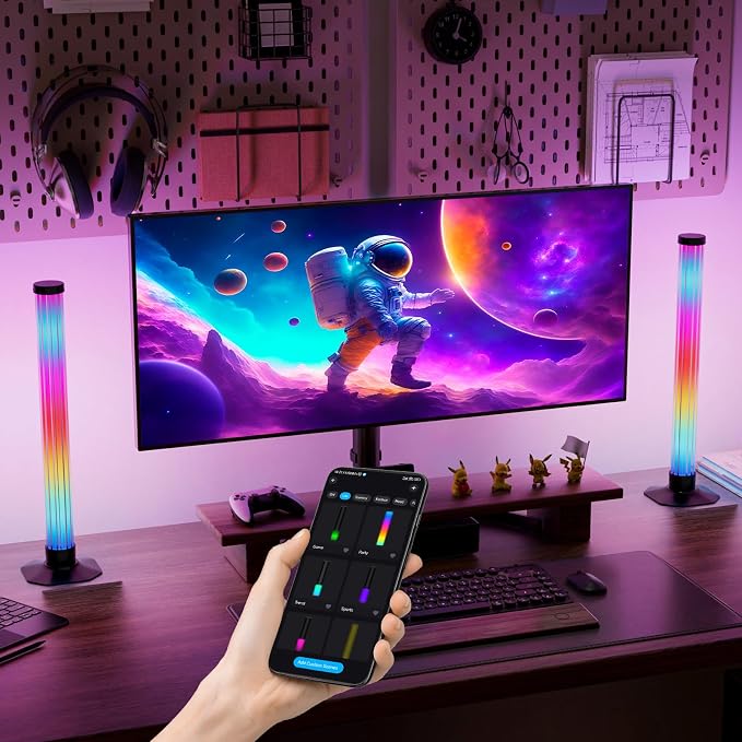 MIHEAL 360° RGB Light Bars LED TV Backlight with DIY Music Sync Modes Smart Bluetooth Control, 8 Scene Modes Color Light Bar for Room Decoration, Gaming, PC, TV … - Image 5