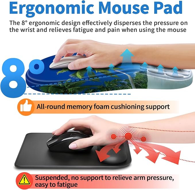 YIWEI Ergonomic Mouse Pad with Wrist Rest for Carpal Tunnel Pain Relief - Image 4