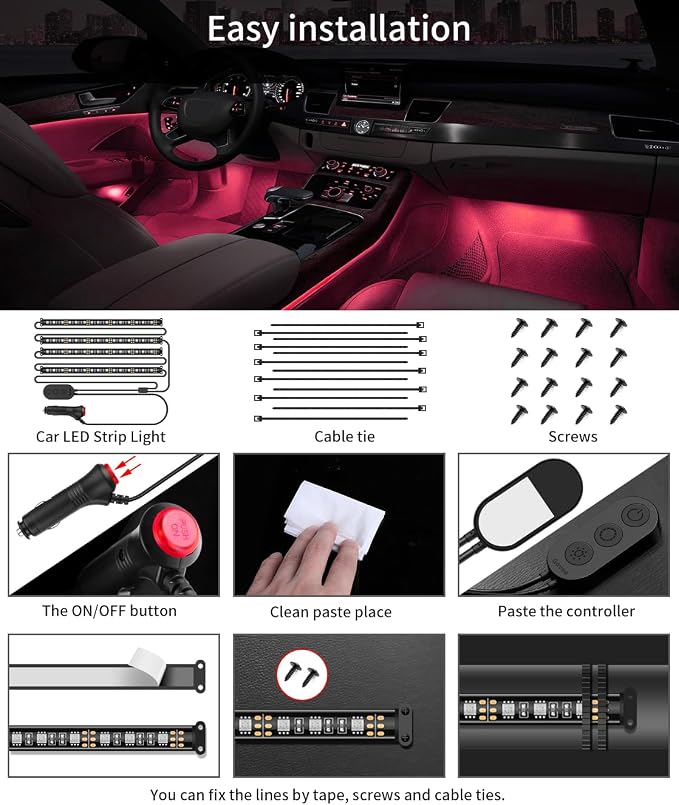 Govee Car LED Lights, RGB Smart Car Interior Lights, App Control - Image 8
