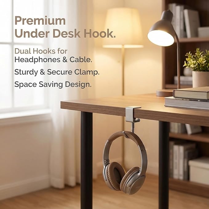 16PCS Movable Table Hooks, Adjustable Desk Mount Bag Holder Clamp, Under Table Purse Hanger Hook with Heavy-Duty Stainless Steel, Silver - Image 4