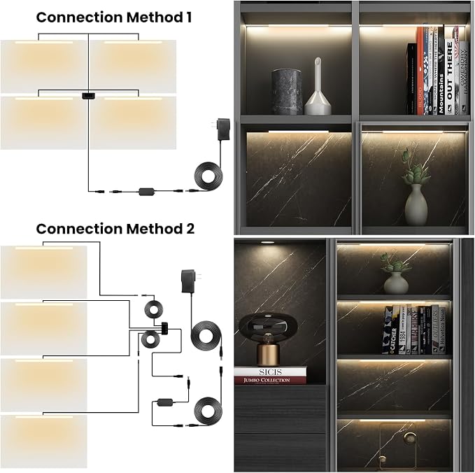 Black Shelf Lights, LED Bookcase Lighting Compatible with Alexa, WiFi Dimmable 2700K Under Shelf Lighting for Bookshelf, Display Case, Cabinets with App, Remote, Memory Function (4Pack 12In) - Image 5