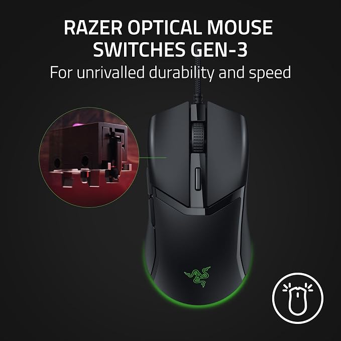 Razer Cobra Wired Gaming Mouse, Gen-3 Optical Switches, 58g, Black - Image 3