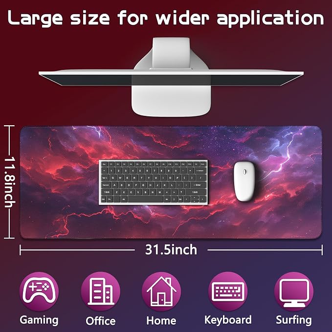 Mouse Pad Gaming - Desk Mat for Keyboard and Mouse - Large Mouse Pads for Desk, Gaming Mousepad with Non-Slip Base, Desks Pad (31.5" X 11.8") for Game, Office and Home - Image 6