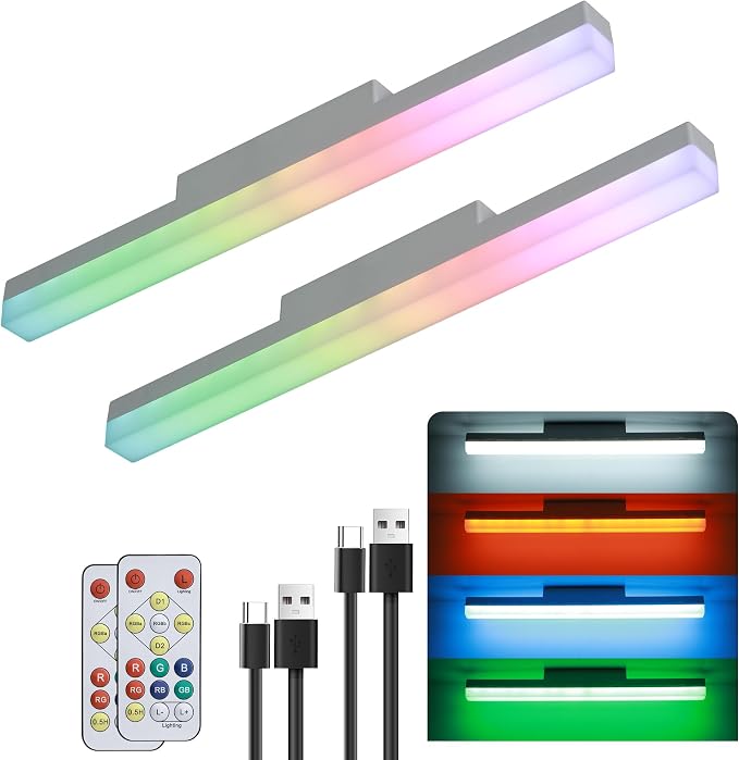 Rechargeable Wall Lights Bar Set of 2,Cold White with RGB by Unknown