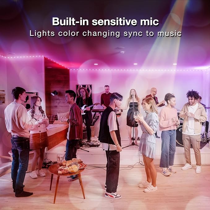 DAYBETTER Led Lights for Bedroom 150 ft (2 Rolls of 75ft), LED Lights with App Voice Control Remote, RGB Music Sync Color Changing Lights, Kitchen, Party,Home Decoration - Image 5