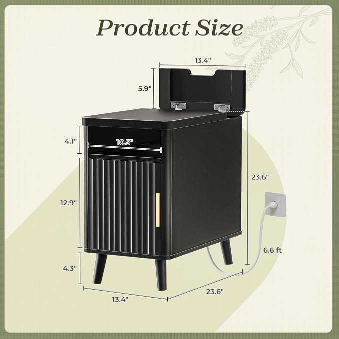 Huuger Narrow End Table with Charging Station, USB-C Port - Image 2