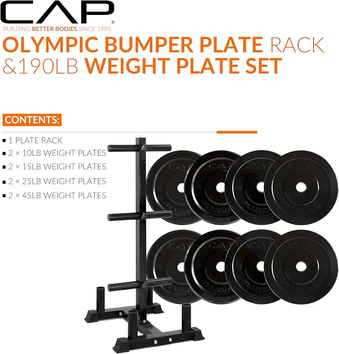 CAP 2-inch Olympic Bumper Plate Weight Set | 100-370 lbs | Multiple Colors | Storage Rack Optional - Image 2