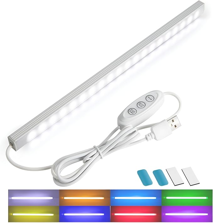 RGB Light Bar with Color Memory & Dimmable Brightness for Monitor/Desk, Under Cabinet Lights with 8 Colors & Dynamic Modes, Magnetic Installation for Kitchen, Room, Shelf, USB Powered by AXHHTVCGY
