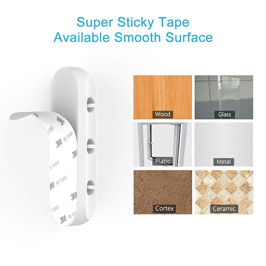 INCHOR Cord Organizer for Desk, White Cable Organizer Cable Clips 2 Pack - Image 5