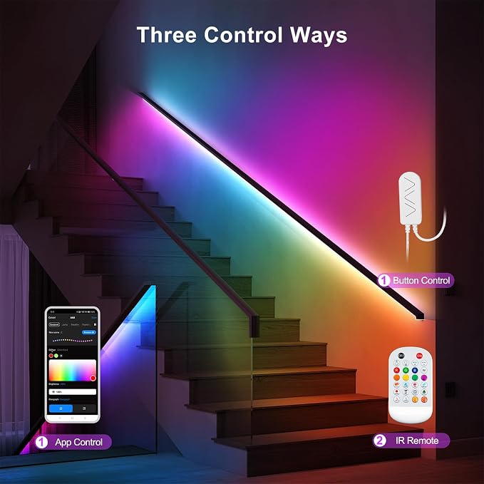 Tatazone 16.4ft Bluetooth RGB+IC COB Led Strip Light with App, Chasing COB Light Strip, Segmented Control, Music Sync, Color Changing Led Lights for Home Decor, Gaming, Cabinet, Desk - Image 5