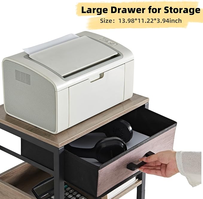 Lerliuo Printer Stand with Storage, 3-Tier Printer Table, Grey - Image 6