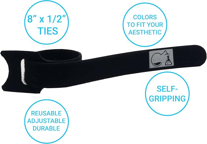 CableLock Cable Ties - 50 Pack - 8 Inch Reusable Cord Organizers - Clean Cable Management for Gaming and Home Office (Black) - Image 2