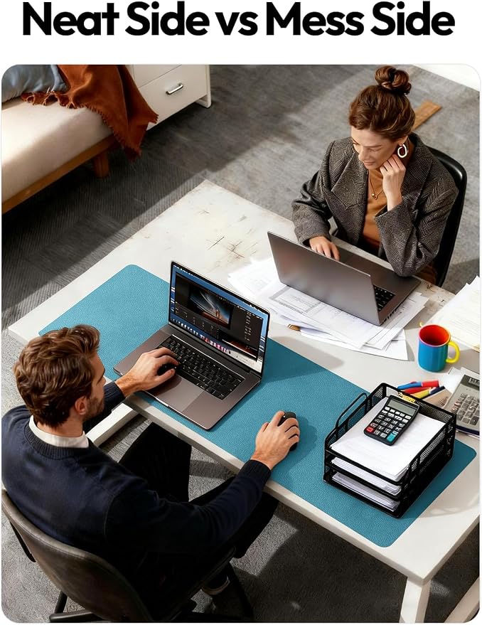 YSAGi Leather Desk Pad Protector, Office Desk Mat, Large Mouse Pad, Non-Slip PU Leather Desk Blotter, Laptop Desk Pad, Waterproof Desk Writing Pad for Office and Home (Turquoise,47.2" x 23.6") - Image 6