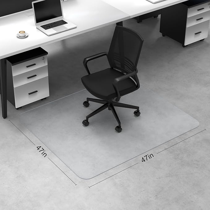 Blvornl Office Chair Mat for Hard Wood Floor, Sturdy Plastic Protector Floor Mat for Office Chairs, Rectangle Transparent PVC Computer Hard Floor Chair Mat for Desk, Office, Home (Clear, 47 X 47in) - Image 2