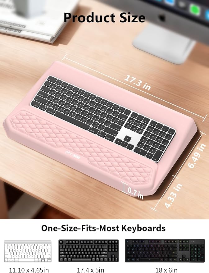 2-in-1 Ergonomic Keyboard Stand with Wrist Rest, Pink - Image 4