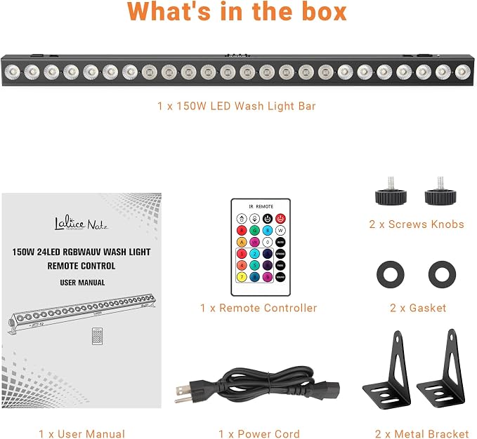 24LEDs Stage Wash Light Bar: RGB+Amber 4IN1 Color Chasing DMX Light Bar - Sound Activated Remote Control for DJ Planner - Wall Wash Uplights for Events Music Gig Church Wedding Party Band Performance - Image 8
