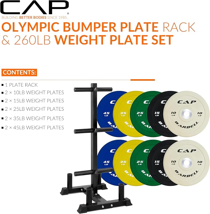 CAP 2-inch Olympic Bumper Plate Weight Set | 100-370 lbs | Multiple Colors | Storage Rack Optional - Image 2