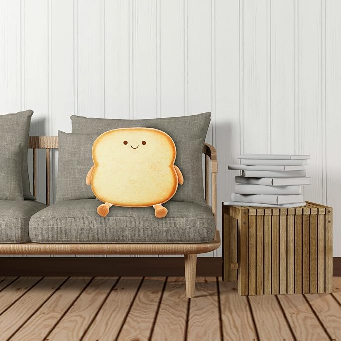 Toast Seat Cushion Memory Foam Chair Pad Removable Cover Food Plush - Image 6