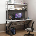 Computer Desk with Pegboard & Storage Shelves, Industrial Gaming Desk PC Desk Multifunctional Workstation for Home Office(120CM, White) by Unknown