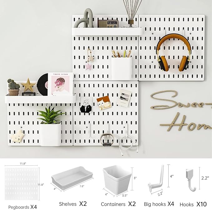 Revamp Your Space With A Versatile Pegboard Kit - Effortlessly Organize Home, Office, And Gaming Setup With Customizable Hanging Solutions (White) - Image 2